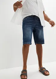 Dra på-bermudas i tunn denim, Slim Fit, bonprix