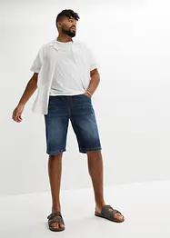 Dra på-bermudas i tunn denim, Slim Fit, bonprix