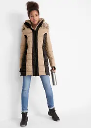 Vattenavvisande kort kappa med fuskpäls, bonprix