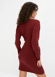 Stickad klänning med omlottlook, bonprix