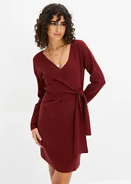 Stickad klänning med omlottlook, bonprix