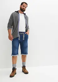 Stretchiga jeansbermudas med broderi, Regular Fit, bonprix