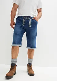 Stretchiga jeansbermudas med broderi, Regular Fit, bonprix