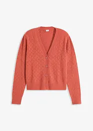 Kort cardigan med ajourstickning, bonprix