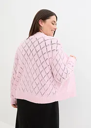 Stickad hålmönstrad cardigan, bonprix