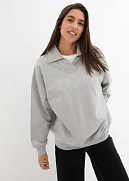 Sweatshirt med V-ringning och pikékrage, bonprix