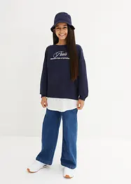 Sweatshirt med blusinfällning för barn, bonprix