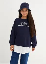 Sweatshirt med blusinfällning för barn, bonprix