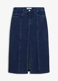 Mellanlång jeanskjol med slits, bonprix