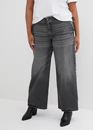 Wide Leg Stretch Jeans Mid Waist, bonprix