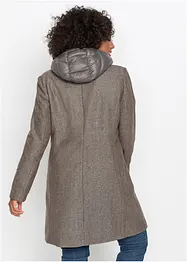 Kort 2-i-1-vinterkappa med yllelook, bonprix
