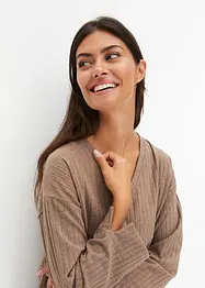 Ribbstickad topp och byxa med vida ben, bonprix