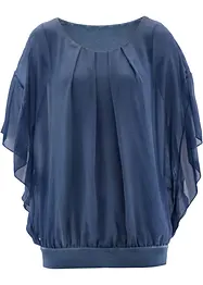 Chiffongblus med linne, bonprix