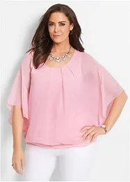 Chiffongblus med linne, bonprix