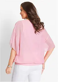 Chiffongblus med linne, bonprix