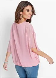 Chiffongblus med linne, bonprix
