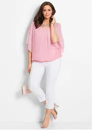 Chiffongblus med linne, bonprix