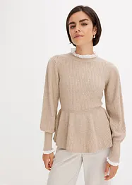 Feminin tröja med blusinfällning, bonprix
