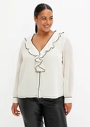 Blus med volang, bonprix