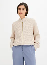 Cardigan med flätstickning, bonprix