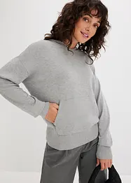 Stickad hoodie med känguruficka i viskosmix, bonprix
