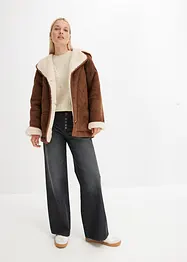 Shearling-jacka med huva, bonprix