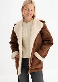 Shearling-jacka med huva, bonprix