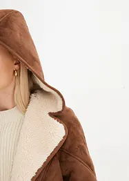 Shearling-jacka med huva, bonprix