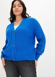 Kort ribbstickad cardigan, bonprix