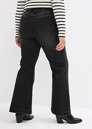 Stretchiga bootcutjeans med knappgylf och bekväm midja, bonprix