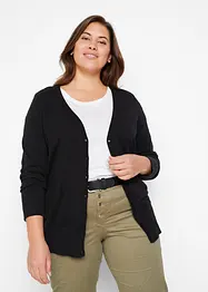 Finstickad cardigan i basmodell med knappslå, bonprix