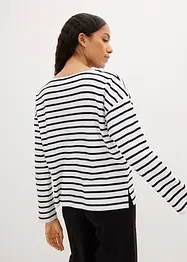 Långärmad T-shirt med vid båtringning (2-pack), ekologisk bomull, bonprix