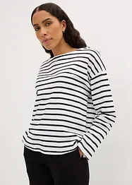 Långärmad T-shirt med vid båtringning (2-pack), ekologisk bomull, bonprix