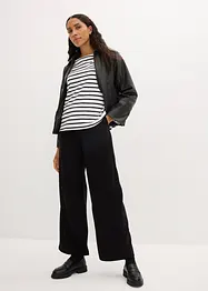 Långärmad T-shirt med vid båtringning (2-pack), ekologisk bomull, bonprix