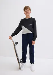 Stretchig dra på-byxa med cargofickor för barn, Slim Fit, bonprix