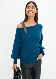 Off shoulder-tröja med glittrande stenar, bonprix