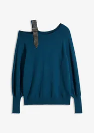 Off shoulder-tröja med glittrande stenar, bonprix