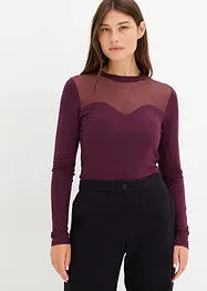 Långärmad topp med mesh, bonprix