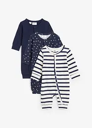Pyjamas av ren ekologisk bomull (3-pack), bonprix