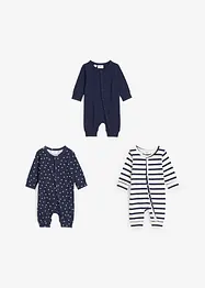Pyjamas av ren ekologisk bomull (3-pack), bonprix