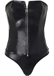 Korsett + stringtrosa i skinnimitation (2 delar), bonprix