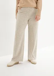 Hundtandsmönstrad stretchbyxa med vida ben, bonprix