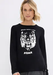 Långärmad topp med tigermotiv, bonprix