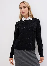 Cardigan med glitterstenar, bonprix