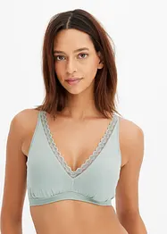 Ribbstickad bralette utan bygel med ekologisk bomull, bonprix