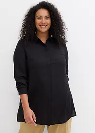 Lång blus med slits i följsam viskos, bonprix