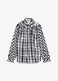 Rutig oversized blus med puffärmar, bonprix