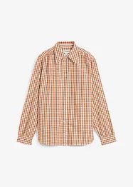 Rutig oversized blus med puffärmar, bonprix
