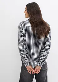 Rutig oversized blus med puffärmar, bonprix
