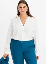 Kräppad blus med spets, bonprix